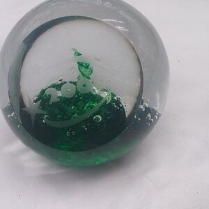 Vintage Green Glass Art Paperweight CMOG 2000